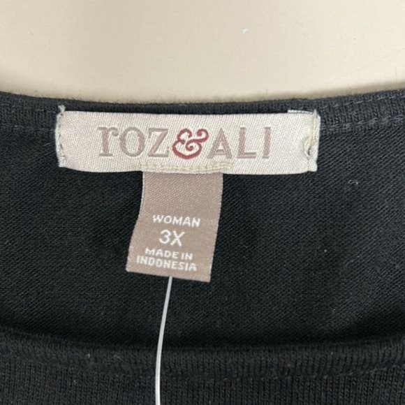 Roz & Ali 3x 3/4 Sleeve Black Knit Shirt. Nwt — image 2 of 8